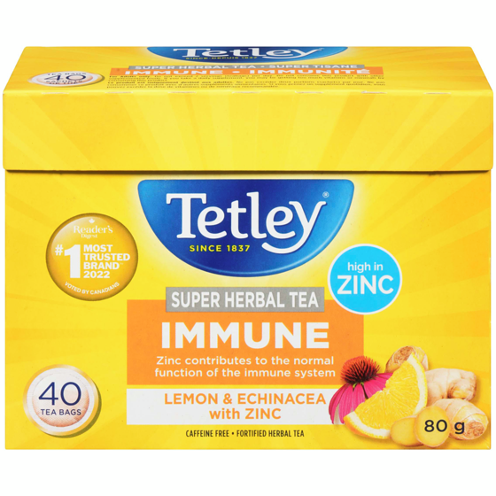 Tetley Tea, Super Herbal  Immune Lemon & Echinacea with Zinc 40 ea, $0.25/1ea