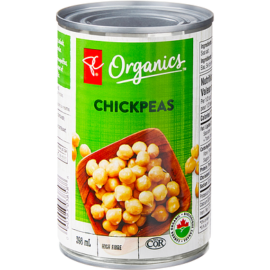 PC Organics Chickpeas 398 ml, $0.50/100ml