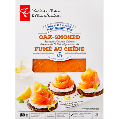President's Choice Oak Smoked Scottish Atlantic Salmon 150 g, $10.33/100g