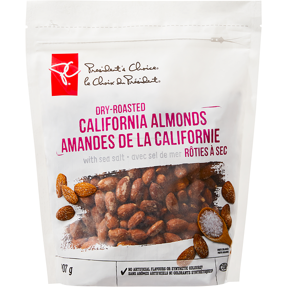 President's Choice Nuts Dry Roasted California Almonds with Sea Salt 907 g, $1.87/100g