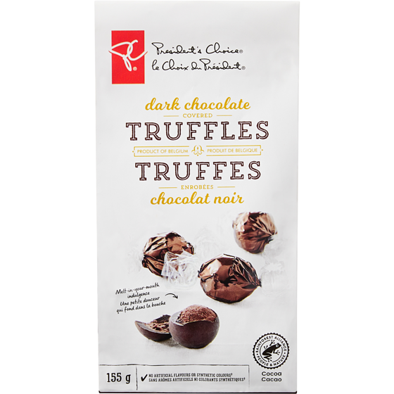 President's Choice Dark Chocolate Truffles 155 g, $4.51/100g