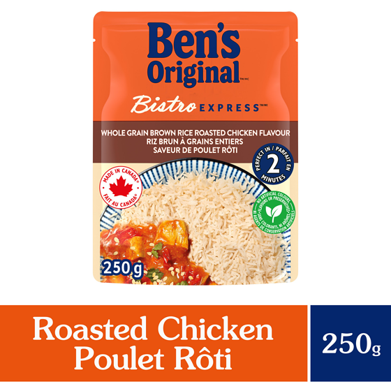 Bens BISTRO EXPRESS Whole Grain Brown Rice With Roasted Chicken Flavour 250 g, $1.12/100g