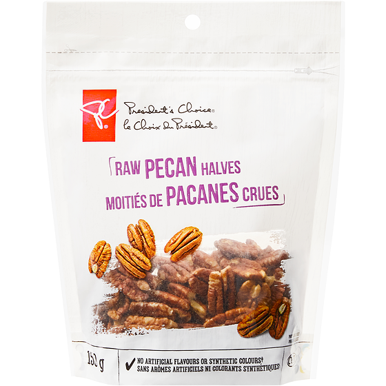 President's Choice Raw Pecan Halves 150 g, $6.67/100g