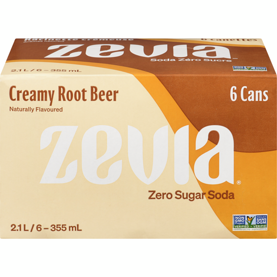 Zevia Zero Sugar Soda, Creamy Root Beer 6x355.0 ml, $0.38/100ml
