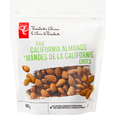 le Choix du Président Amandes de la Californie crues 400 g, 2,50 $/100g