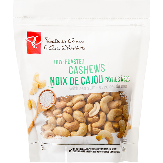 President's Choice Dry Roasted Cashews with Sea Salt 350 g, $3.00/100g
