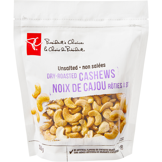 President's Choice Dry Roasted Cashews 350 g, $3.00/100g
