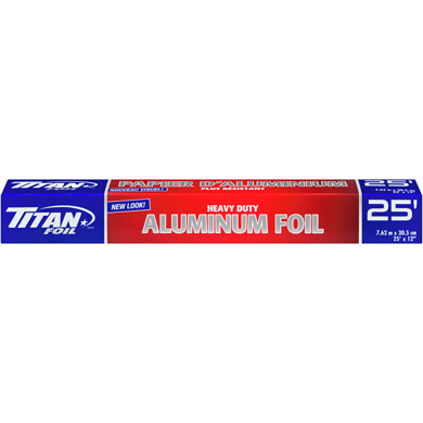 Titan Aluminum Foil Heavy Duty 25ft (2.32 M²) 1 ea, $2.00/1ea