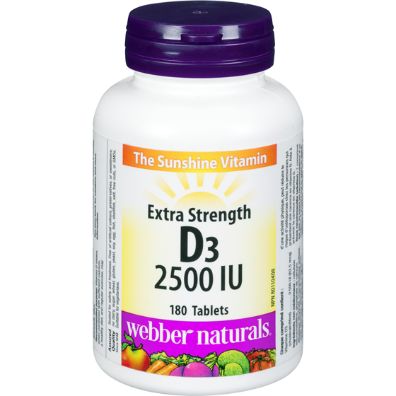 Webber Naturals D₃ 2500 Iu Extra Strength 180 ea, $0.06/1ea