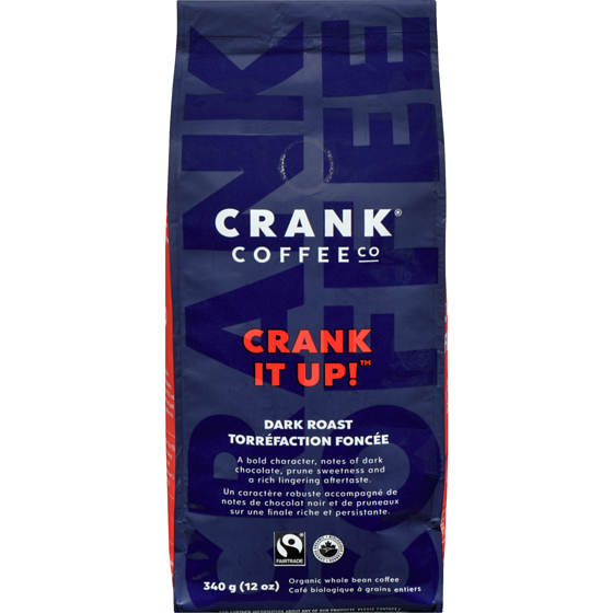 Crank Coffee Co. Crank it up! café biologique à grains entiers torréfaction foncée 340 g, 5,59 $/100g