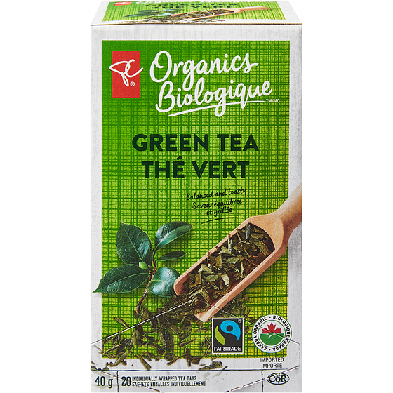PC Biologique Thé vert Biologique 20 ea, 0,25 $/1ch
