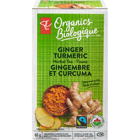 PC Organics Ginger Turmeric Herbal Tea PC.ca