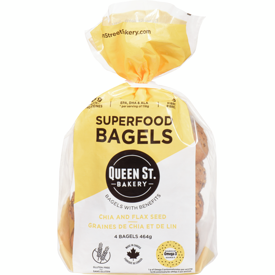 Queen St. Bakery Chia And Flax Seed  Superfood Bagels 464 g, $1.94/100g