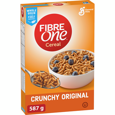 General Mills Fibre One Breakfast Cereal, Crunchy Original, High Fibre and Whole Grains 587 g, $1.02/100g