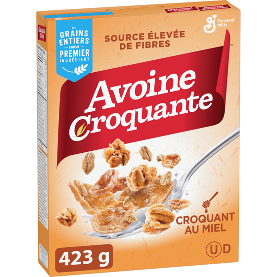General Mills Avoine Croquante aux Miel, Céréales Pour le Petit-Déjeuner Riche en Fibres, Grains Entiers 423 g, 1,37 $/100g
