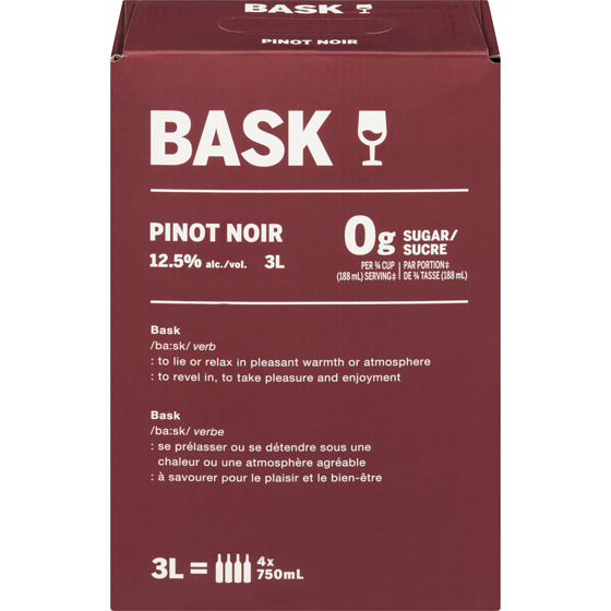 BASK Pinot noir, 3000 ml (Pièce d’identité requise au moment du ramassage) 3 l, 1,48 $/100ml