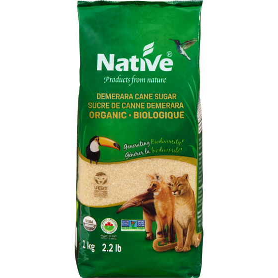 Native Sucre de canne Demerara biologique 1 kg, 0,70 $/100g