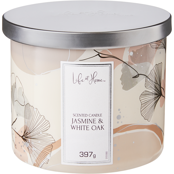 Life at Home Scented Candle Jasmine & White Oak 1 ea, $16.00/1ea