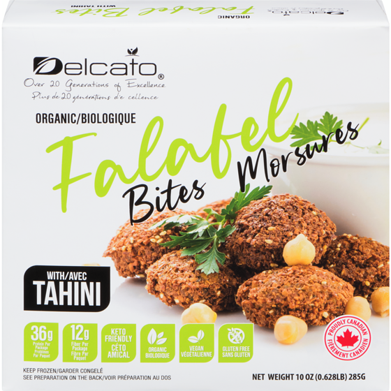 Delcato Falafel Bites With Tahini Organic 285 g, $3.15/100g