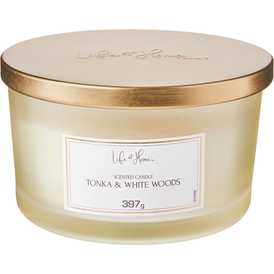 Life at Home Scented Candle Tonka & White Woods 1 ea, $12.00/1ea