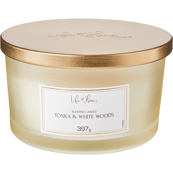 Life at Home Scented Candle Tonka & White Woods 1 ea, $12.00/1ea
