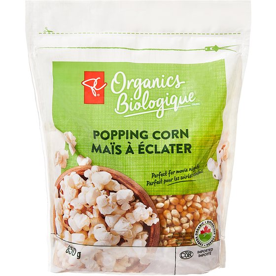 PC Organics Popping Corn 850 g, $0.65/100g