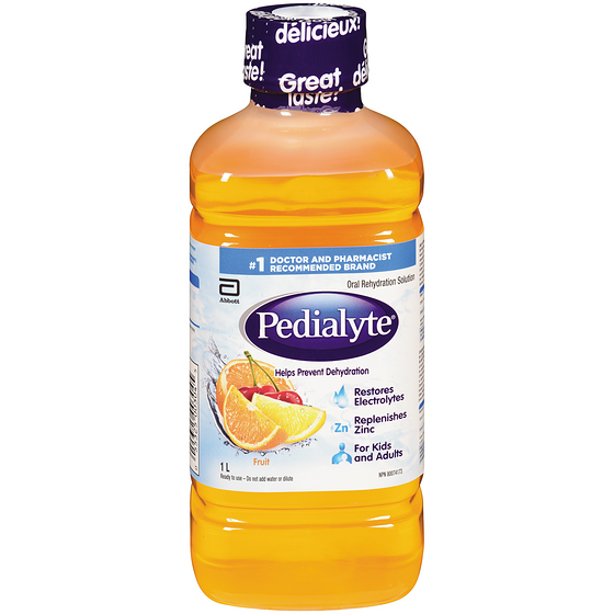 Pedialyte Electrolyte Drink, Oral Rehydration Solution, Fruit 1 l, $1.10/100ml