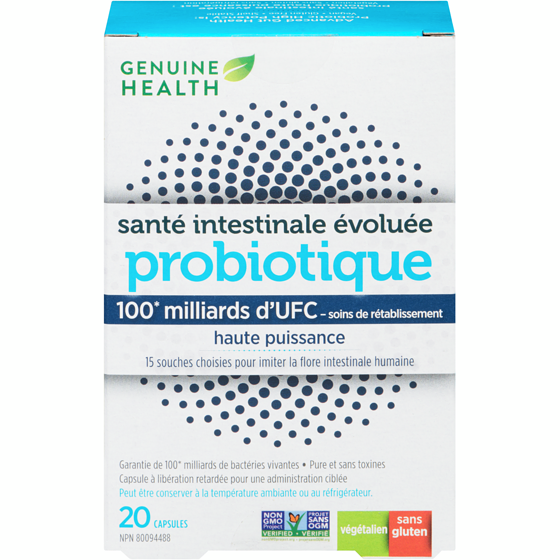 Genuine Health 100 Milliards D'Ufc Soins De Rétablissement Haute Puissance Santé Intestinale Évoluée Probiotique 20 ea, 2,50 $/1ch