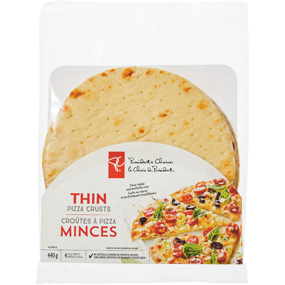 President's Choice Original Thin Pizza Crusts Thin 440 g, $0.76/100g