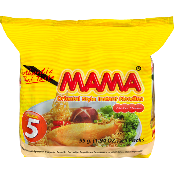 Mama Instant Noodles, Chicken Flavour 5-Pack 275 g, $1.45/100g