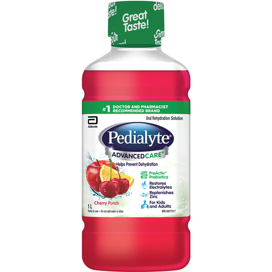 Pedialyte AdvancedCare®, Electrolyte Oral Rehydration Solution, Cherry Punch 1 l, $1.10/100ml