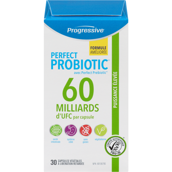 Progressive 60 Milliards D'Ufc Par Capsule Puissance Élevée Perfect Probiotic 30 ea, 1,83 $/1ch