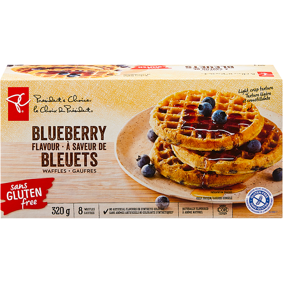 le Choix du Président Gaufres sans gluten aux bleuets 320 g, 1,56 $/100g