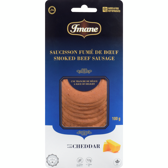 Imane With Cheddar Smoked Beef Sausage 100 g, $5.00/100g