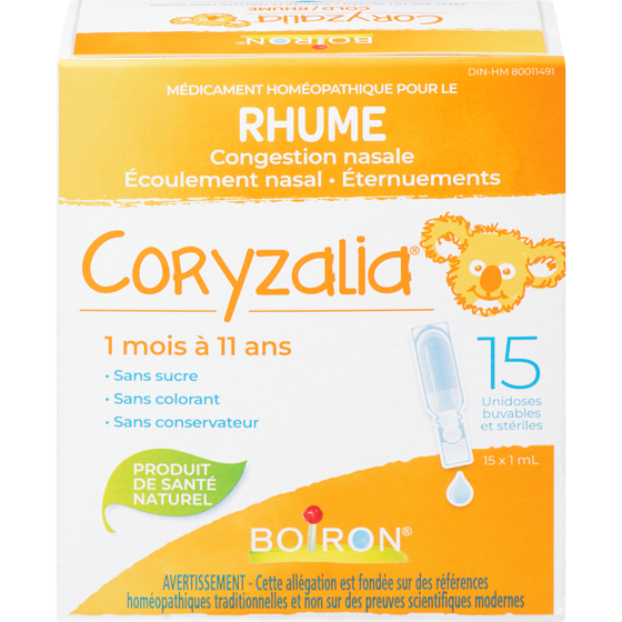 Boiron Coryzalia pour le rhume 15 ml, 76,60 $/100ml