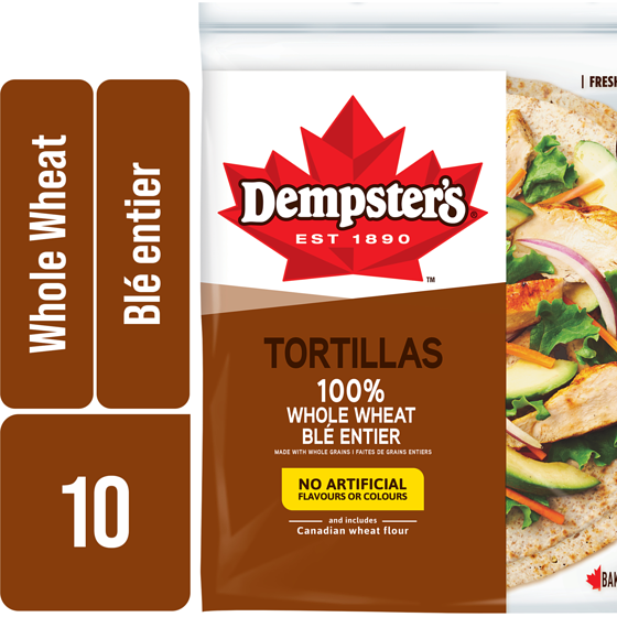 Dempster 100% Whole Wheat Large Tortillas 610 g, $0.79/100g