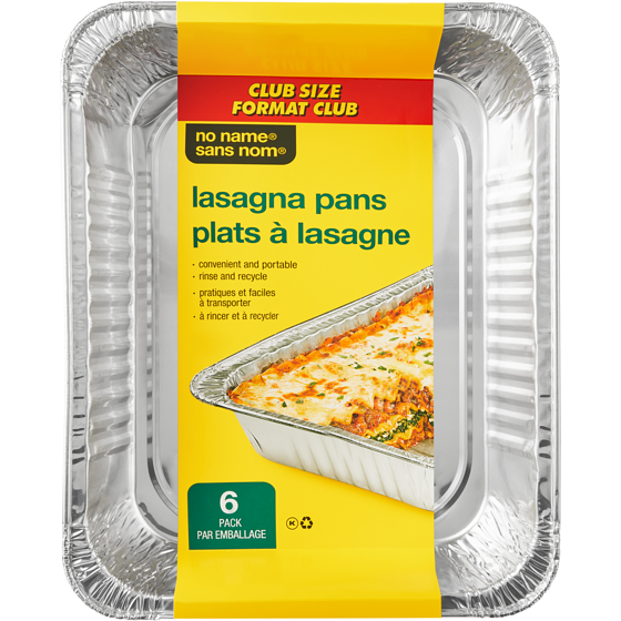 Sans Nom Plats à lasagne 6 ea, 2,50 $/1ch