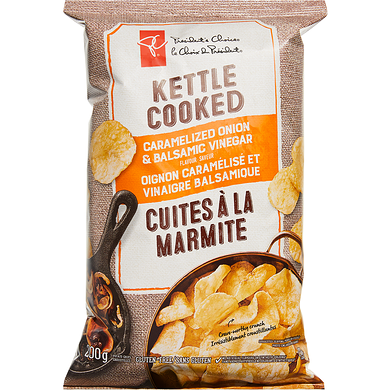 President's Choice Caramelized Onion and Balsamic Vinegar Flavour Kettle Cooked Chips 200 g, $1.50/100g