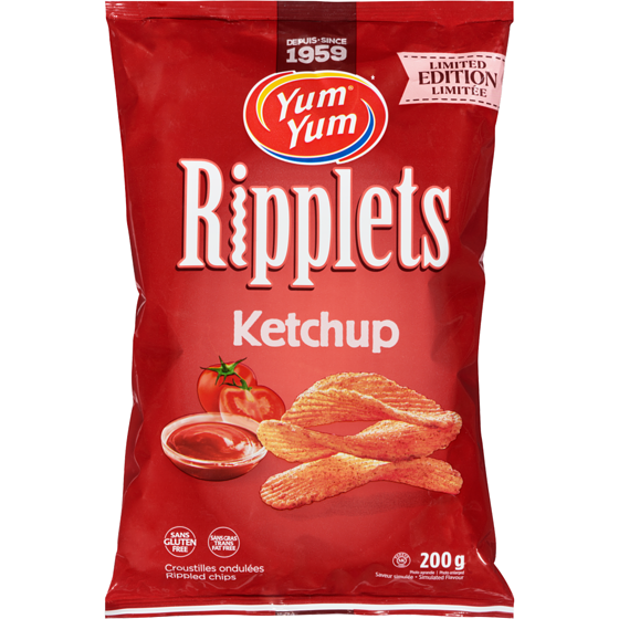Yum Yum Ketchup Limited Edition Rippled Chips 200 g, $2.25/100g