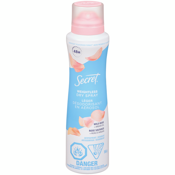 Secret Dry Spray Deodorant Weightless Wild Rose 116 g, $6.47/100g