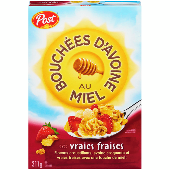 Post Céréales à la fraise 311 g, 1,28 $/100g