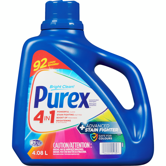 Purex Advanced Stain Fighter 4 in 1 Concentrated Liquid Laundry Detergent, 92 Loads 4.08 l, $0.42/100ml