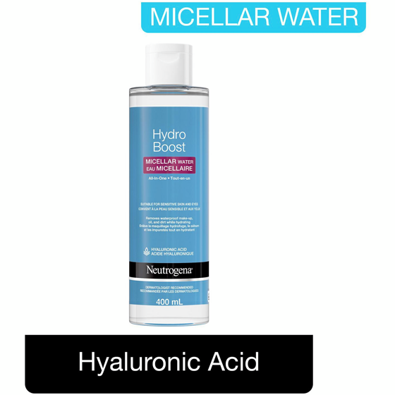 Neutrogena HydroBoost Micellar Water - Hyaluronic Acid - Make-up Remover for Sensitive Skin - Face and Eyes Cleanser 400 ml, $3.15/100ml