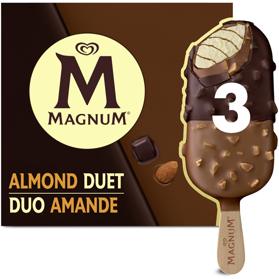 Magnum Almond Duet Ice Cream Bar made with Belgian Chocolate 3x85.0 ml, $1.96/100ml