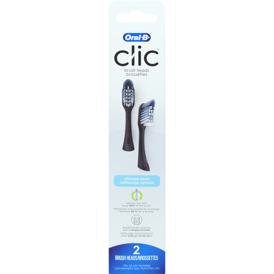 Oral-B Brossettes Clic nettoyage optimal, 2 brossettes 2 ea, 8,00 $/1ch