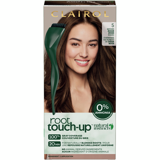 Clairol Root Touch-Up by Natural Instincts 5 Medium Brown, Permanent Hair Dye with 0% ammonia 1 ea, $14.99/1ea