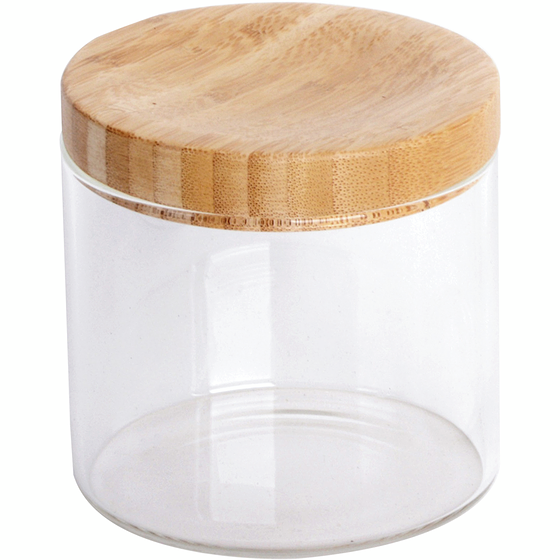Life at Home Pot en verre avec couvercle en bois – Petit 1 ea, 7,00 $/1ch