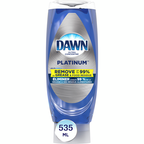 Dawn Savon à vaisselle Platinum EZ-Squeeze, détergent à vaisselle liquide, parfum Pluie rafraîchissante 535 ml, 1,03 $/100ml