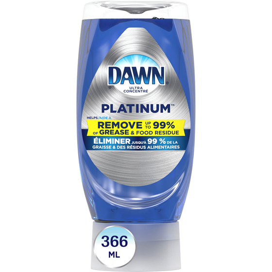 Dawn Savon à vaisselle Platinum EZ-Squeeze, détergent à vaisselle liquide, Pluie rafraîchissante 366 ml, 1,09 $/100ml