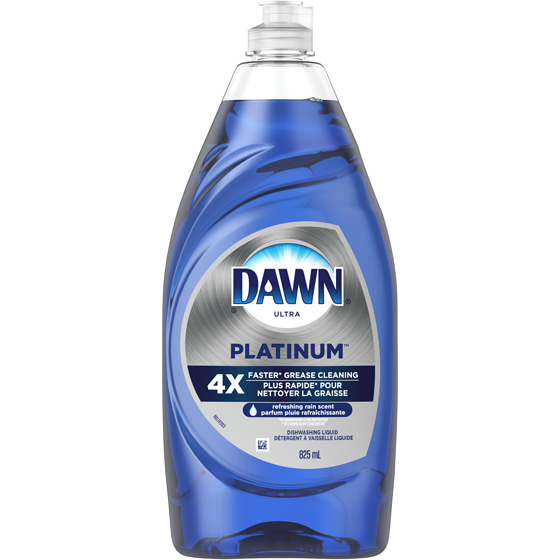 Dawn Détergent à vaisselle liquide Platinum, parfum Pluie rafraîchissante 825 ml, 0,73 $/100ml